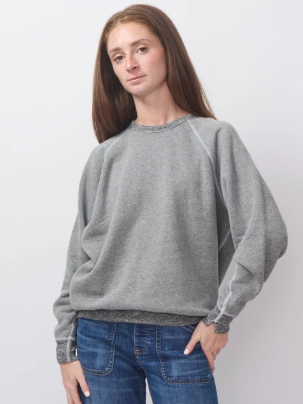The Great College French Terry Sweatshirt in Dark Heathered Grey size 0